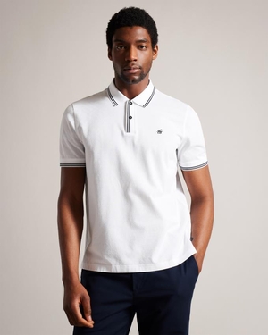 Polo Ted Baker Monogram Diamond Knit Blanche Homme | FGZ-49667668